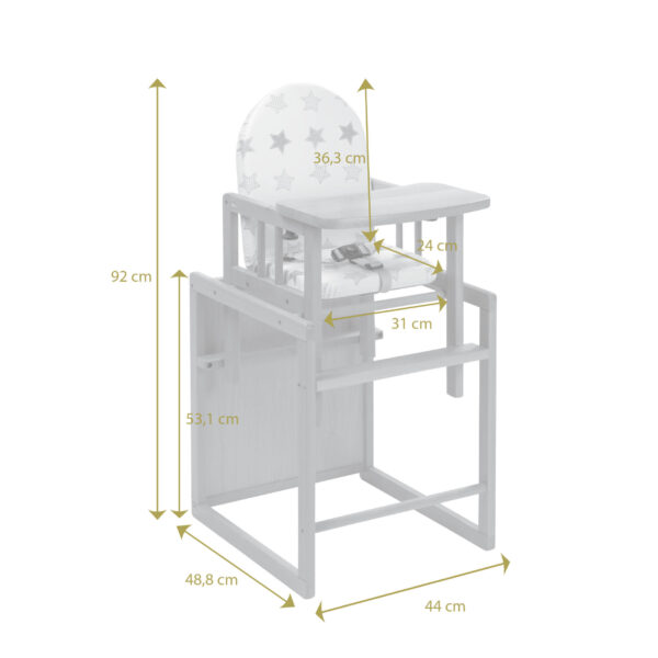 Silla Nico 2 en 1 – Silla alta de Comer y Mesa de Juegos - Imagen 6