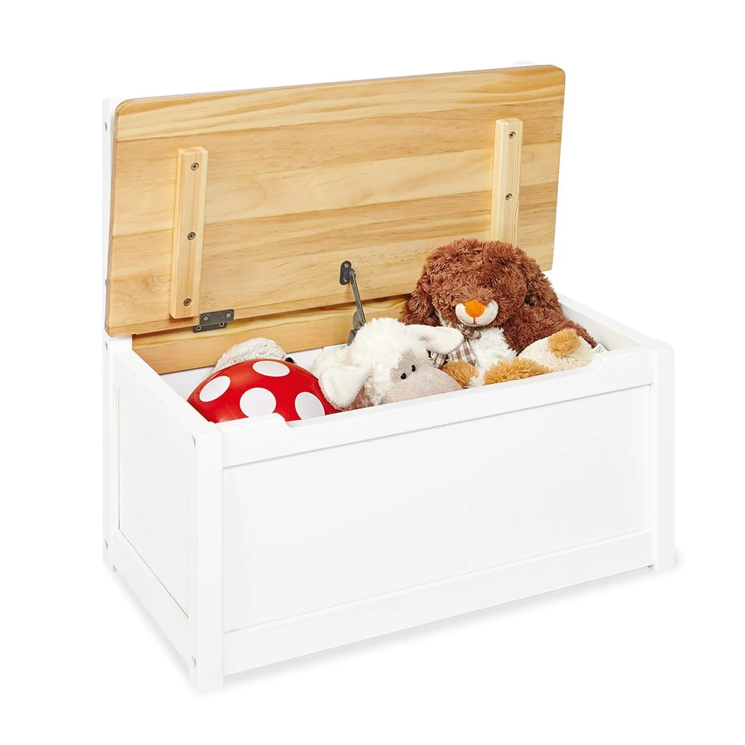  Caja de juguetes de madera con banco de asiento, baúl